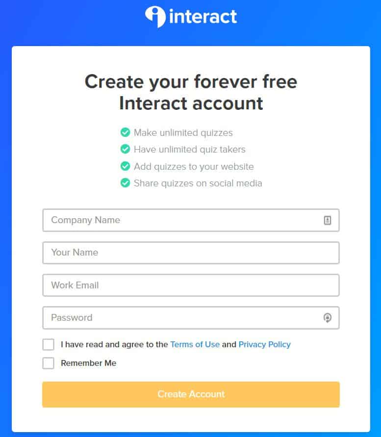 Create a Free Account With Interact